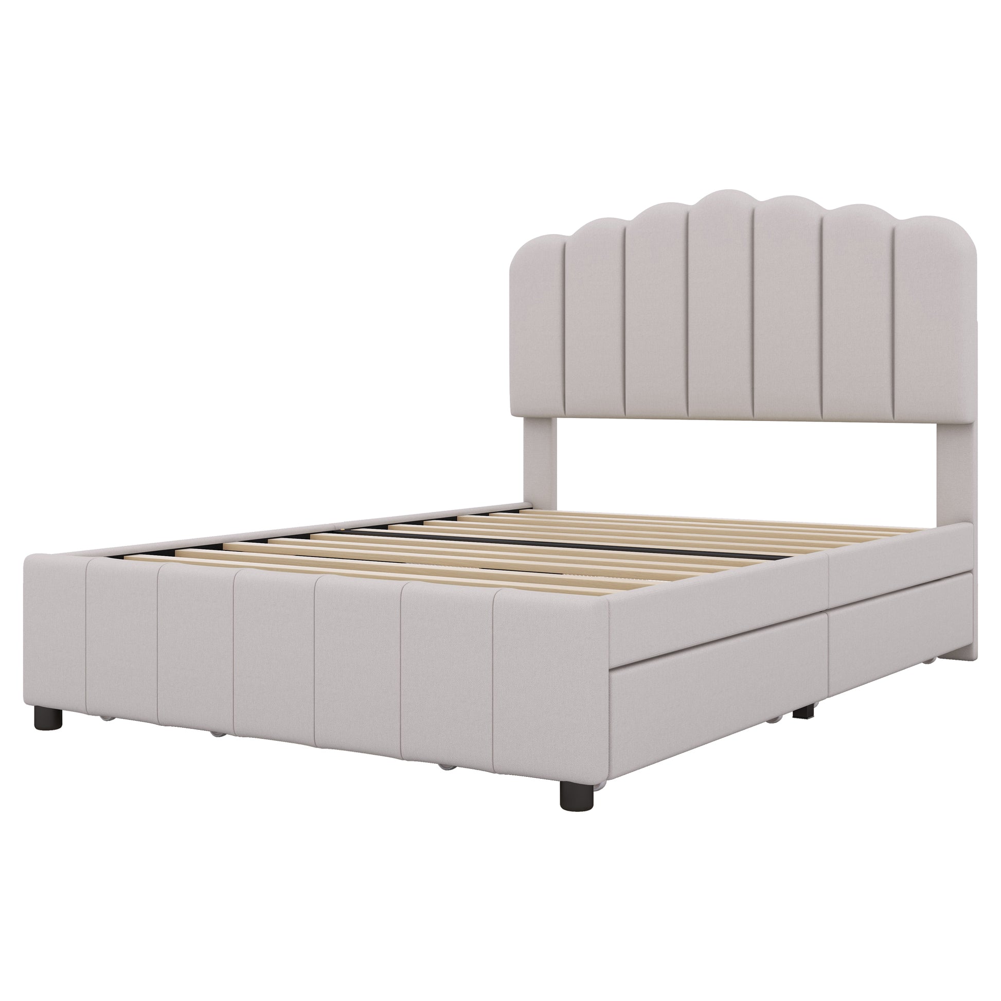 Full Size Upholstered Bed With 4 Storage