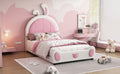 Twin Size Upholstered Platform Bed With Rabbit