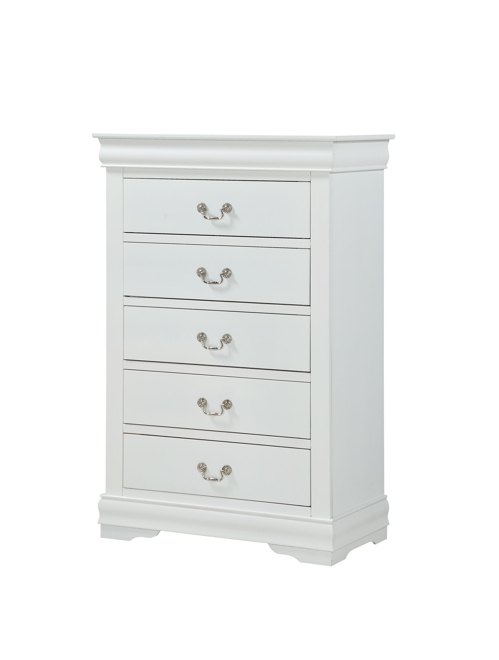 1Pc White Finish Five Drawers Louis Philip Chest