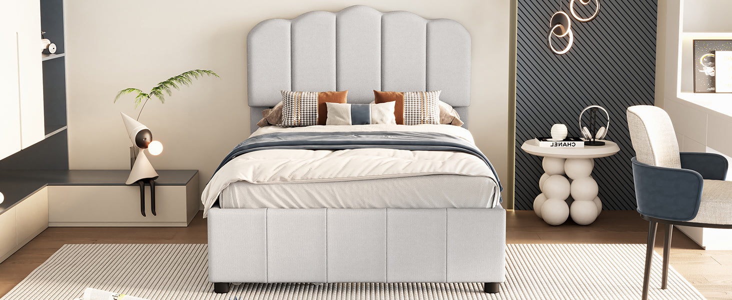 Twin Size Upholstered Bed With 2 Storage