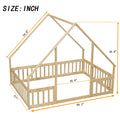 Full Wood House Shaped Floor Bed With Fence -