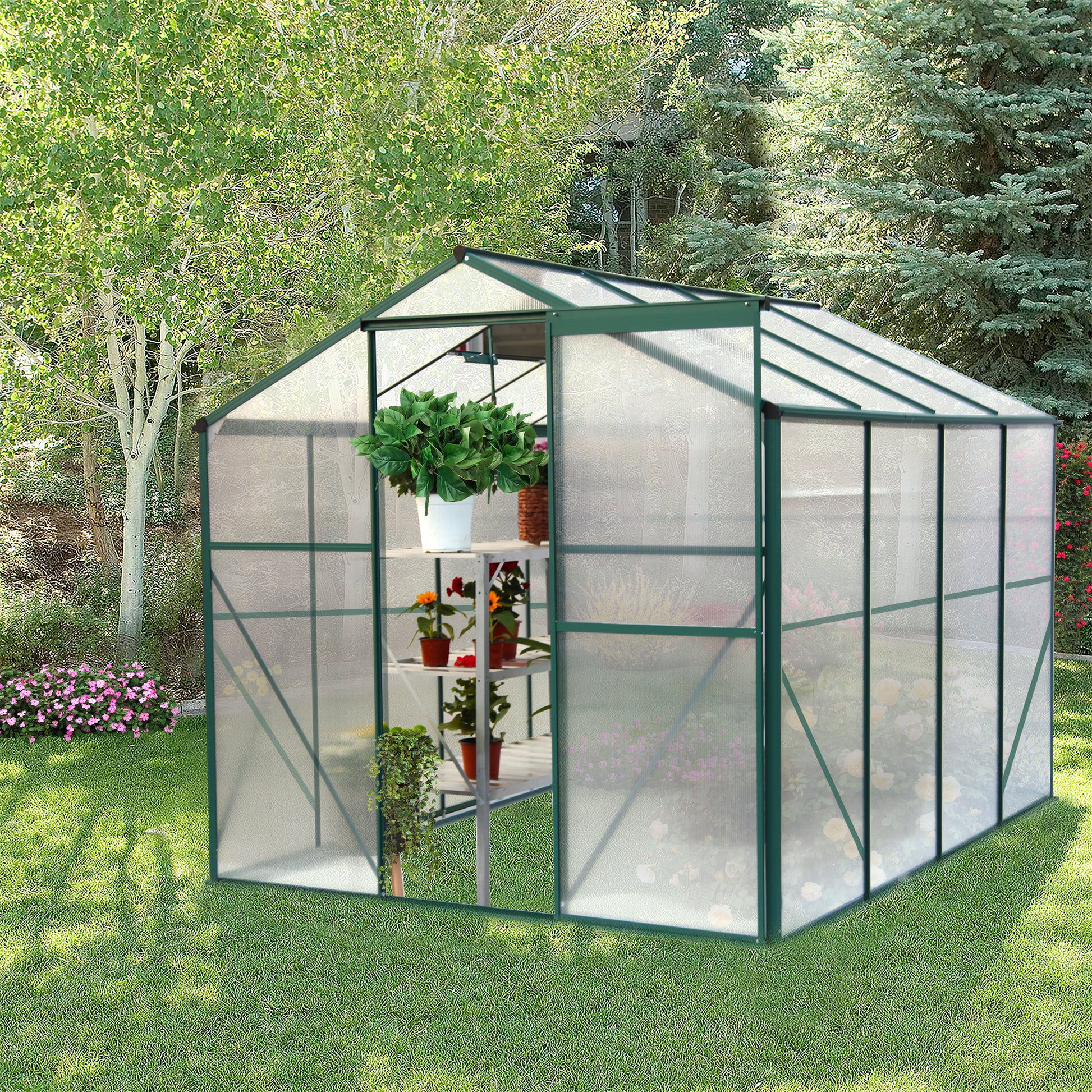 Polycarbonate Greenhouse,6'X 8' Heavy Duty Walk