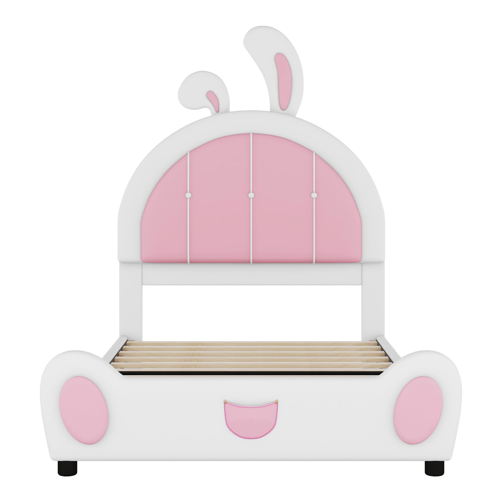 Twin Size Upholstered Platform Bed With Rabbit