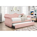 Galaxy Home Abby Upholstered Velvet Wood Daybed with box spring not required-pink-wood-primary living