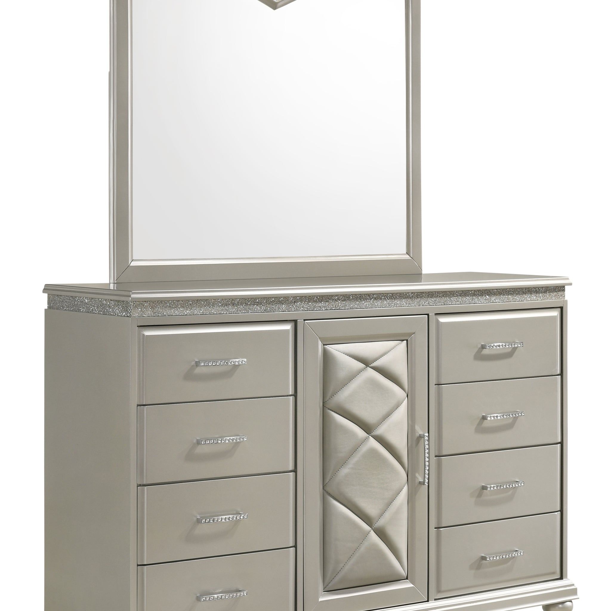 Valiant Dresser Pearl Silver - Silver White Wood