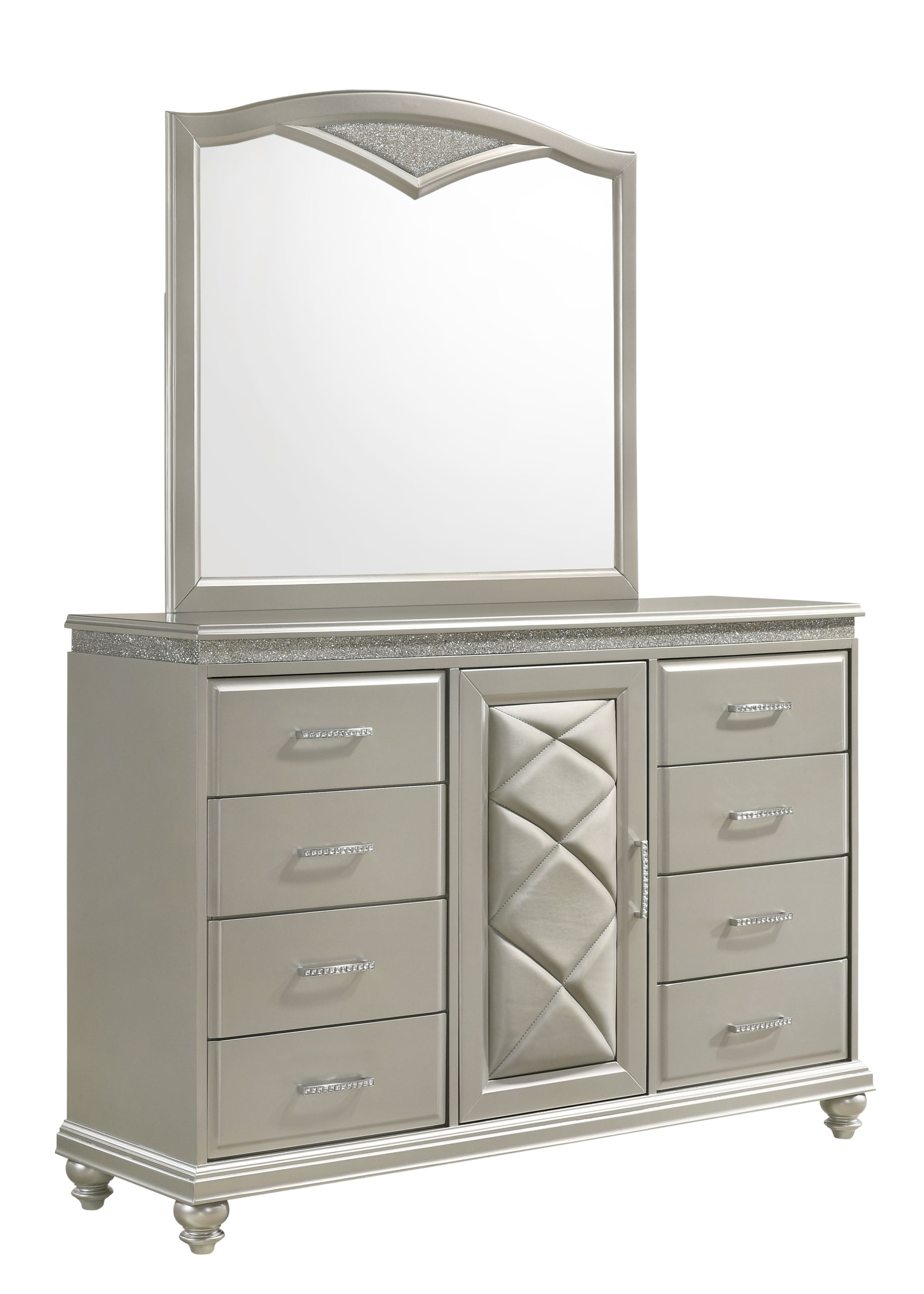 Valiant Dresser Pearl Silver - Silver White Wood