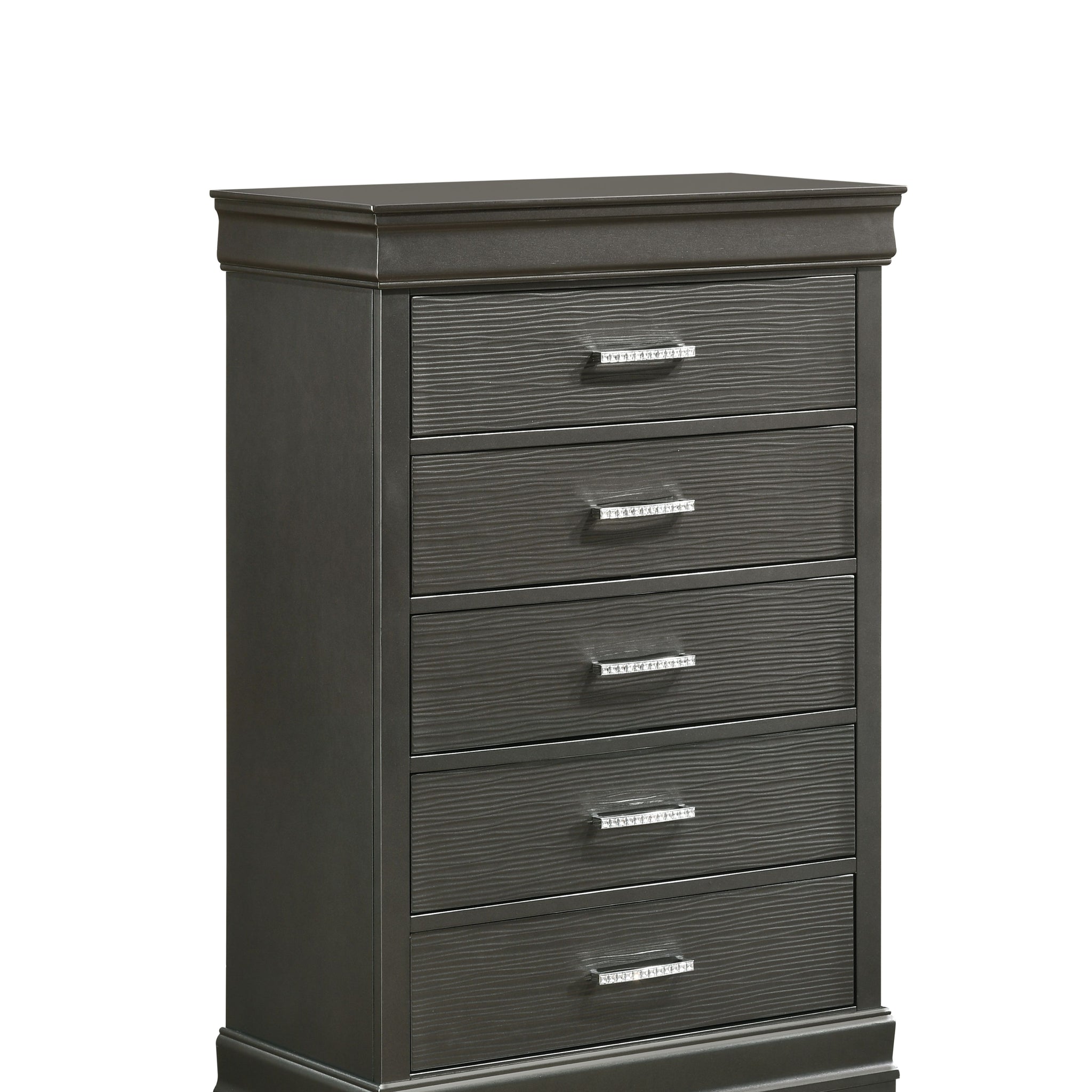 Modern Brooklyn 5 Drawers Chest made with Wood in Gray gray-bedroom-modern-acacia-upholstered-wood