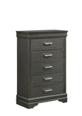 Modern Brooklyn 5 Drawers Chest made with Wood in Gray gray-bedroom-modern-acacia-upholstered-wood