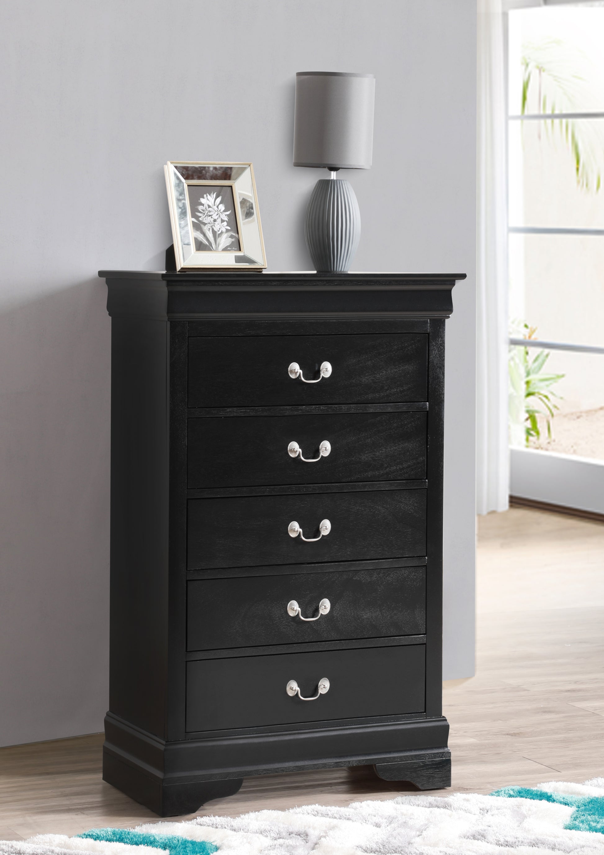 LouisPhillipe G02150 CH Chest , Black black-particle board