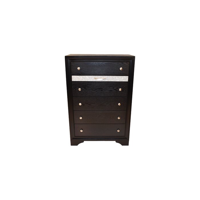 Matrix Traditional Style 5 Drawer Chest made with Wood black-gray-drawer-5 drawers &