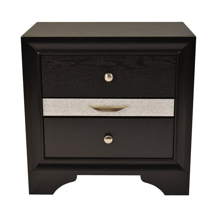 Matrix Traditional Style 2 Drawer Nightstand made with black-2 drawers-bedroom-bedside