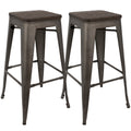 Oregon Industrial Stackable Barstool in Antique and antique espresso-wood