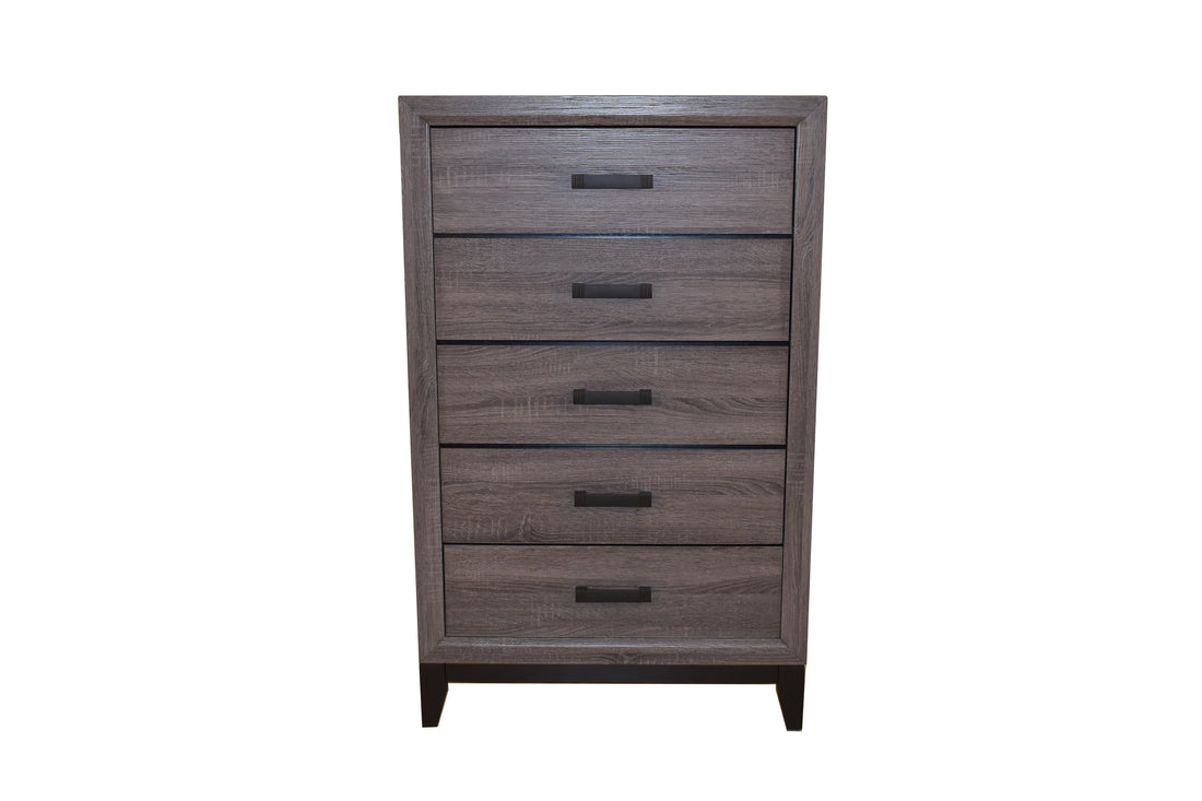 Sierra Contemporary Style 5 Drawer Chest Made with gray-drawer-5 drawers & above-dovetail