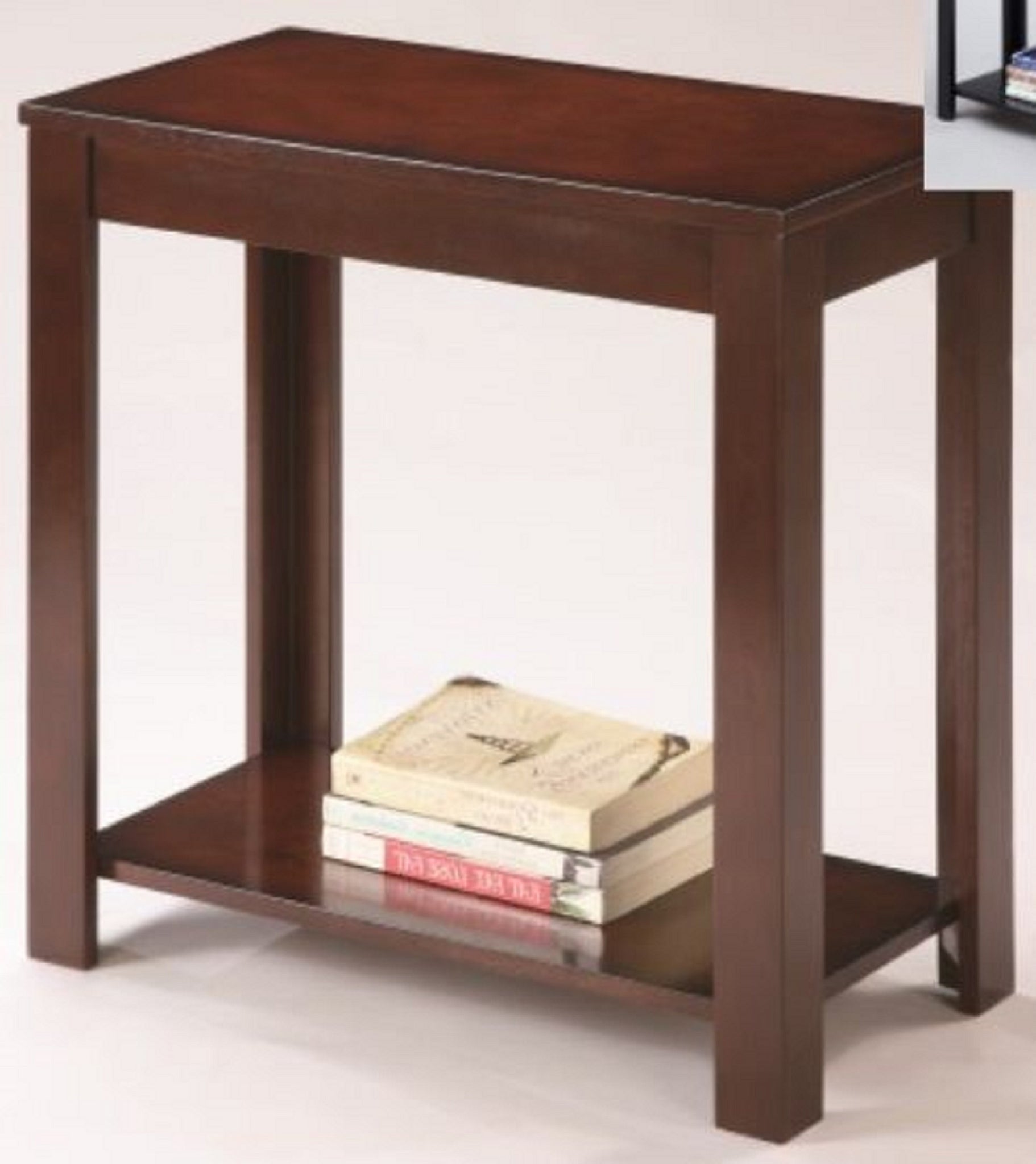 Contemporary Chairside Table with Open Bottom Shelf brown-solid wood