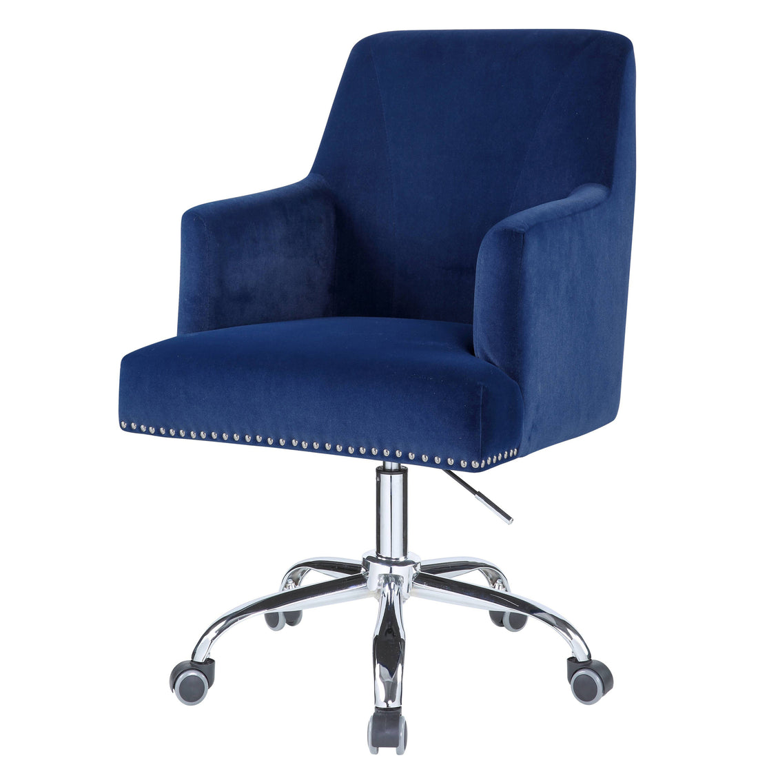 Blue And Chrome Swivel Office Chair With