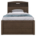 Twin Size Wooden Led Platform Bed With Trundle,