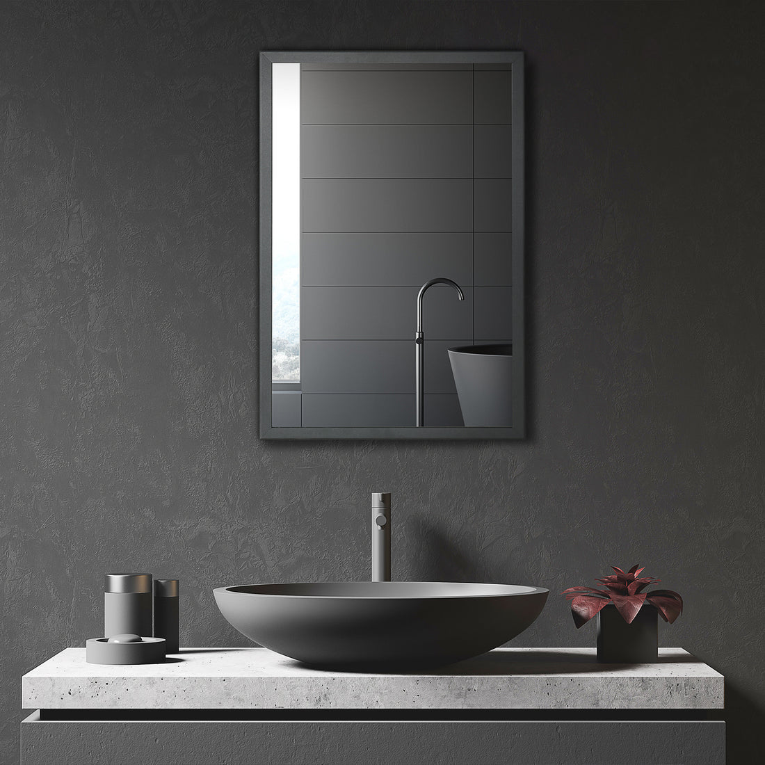 kleankin Bathroom Mirror with Storage Shelves Bathroom black-stainless steel