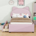 Twin Size Upholstered Platform Bed with Cartoon Ears box spring not