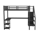 Metal Full Loft Bed With Wardrobe And Led Light,