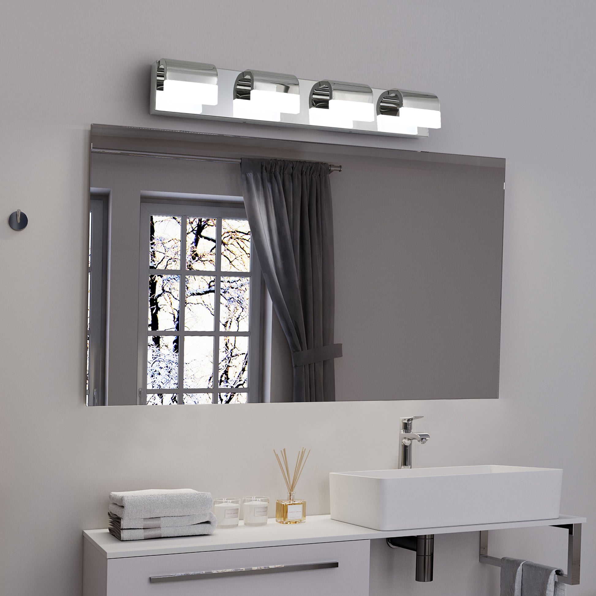 Modern Bathroom Vanity Lighting 4 Light LED Vanity chrome-modern-acrylic-stainless steel