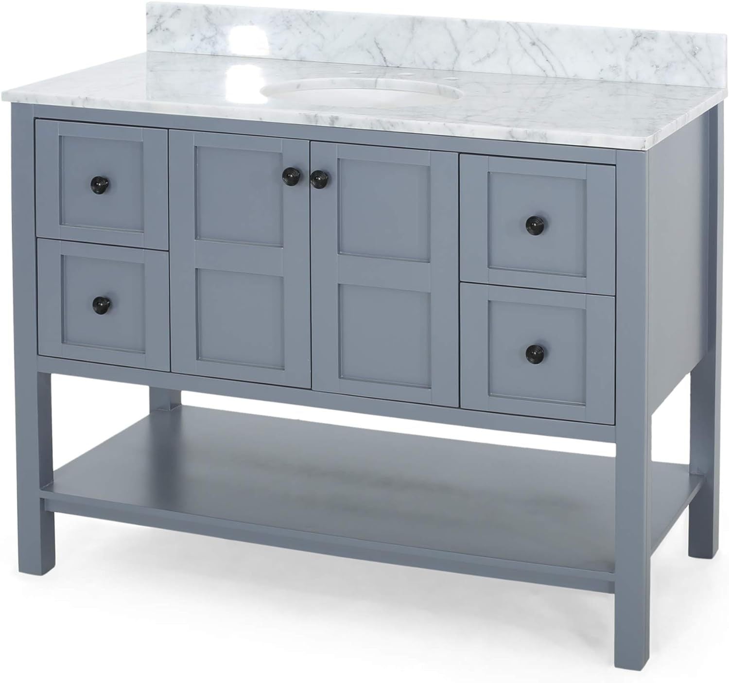 49'' Bathroom Vanity with Marble Top & Ceramic Sink gray-acacia wood