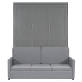 Queen Size Murphy Bed Wall Bed With Cushion,Gray