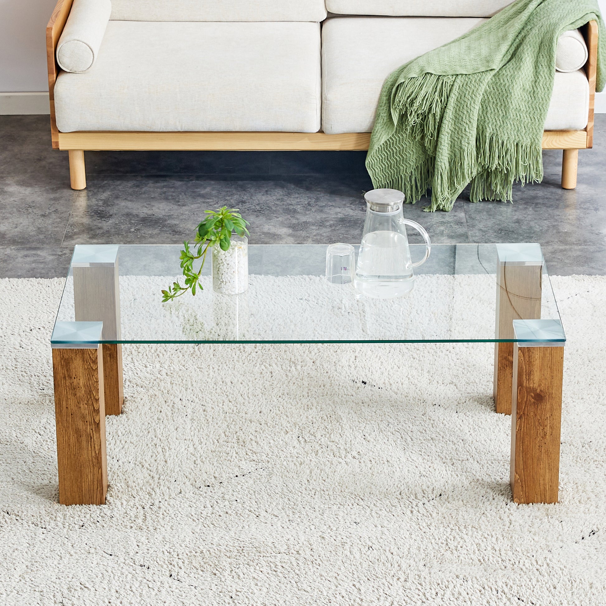 Glass Top Coffee Table,Tea Table, With Mdf Legs -