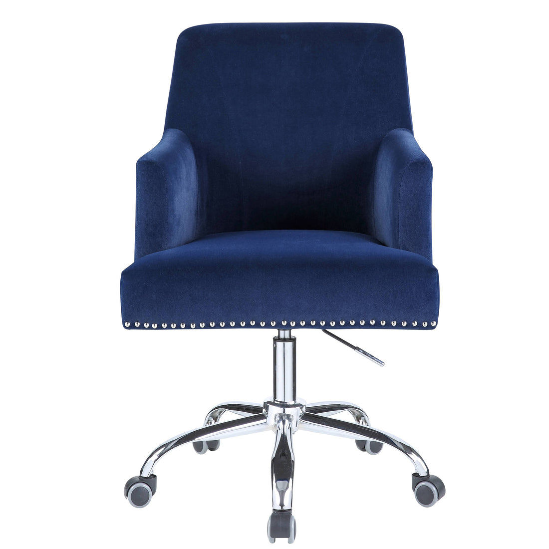 Blue And Chrome Swivel Office Chair With