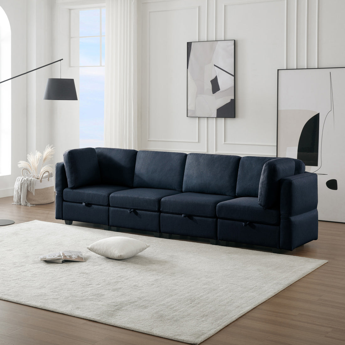 Fabric Modern Modular Sofa Couch With Storage