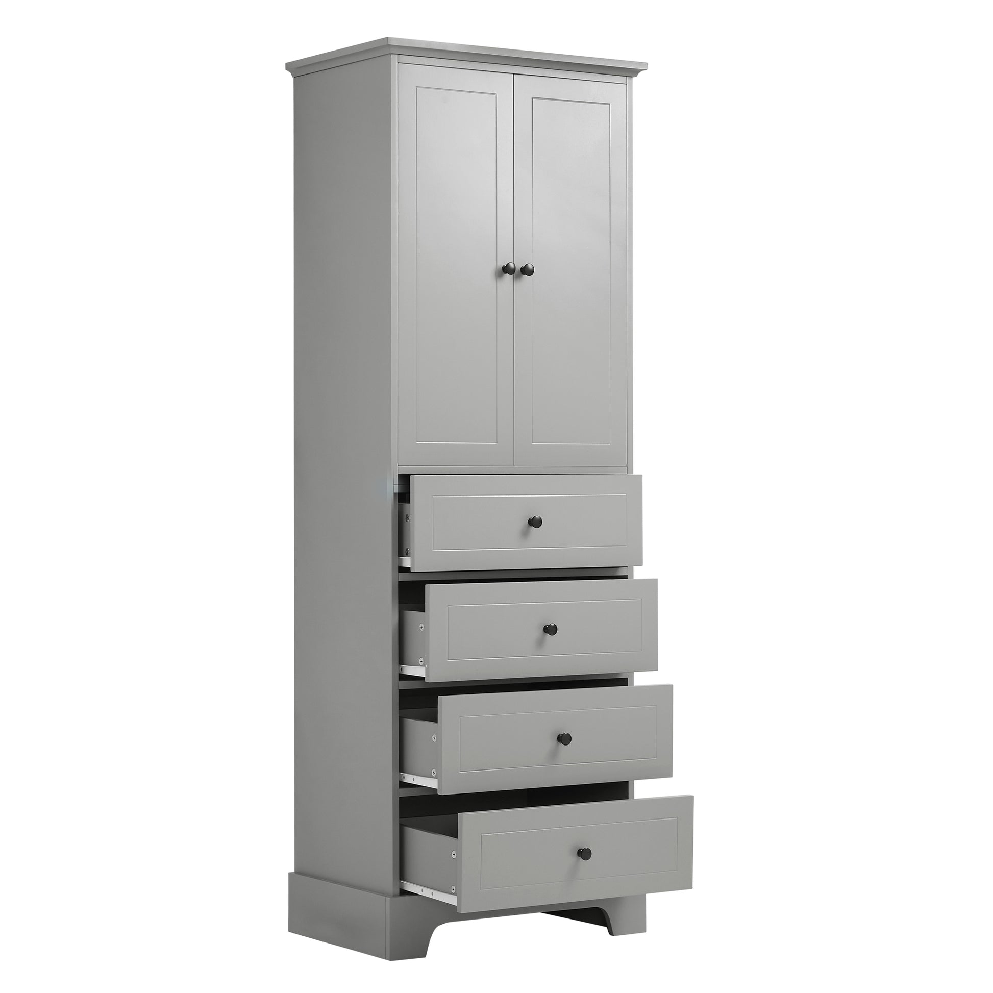 Storage Cabinet with 2 Doors and 4 Drawers for grey-mdf