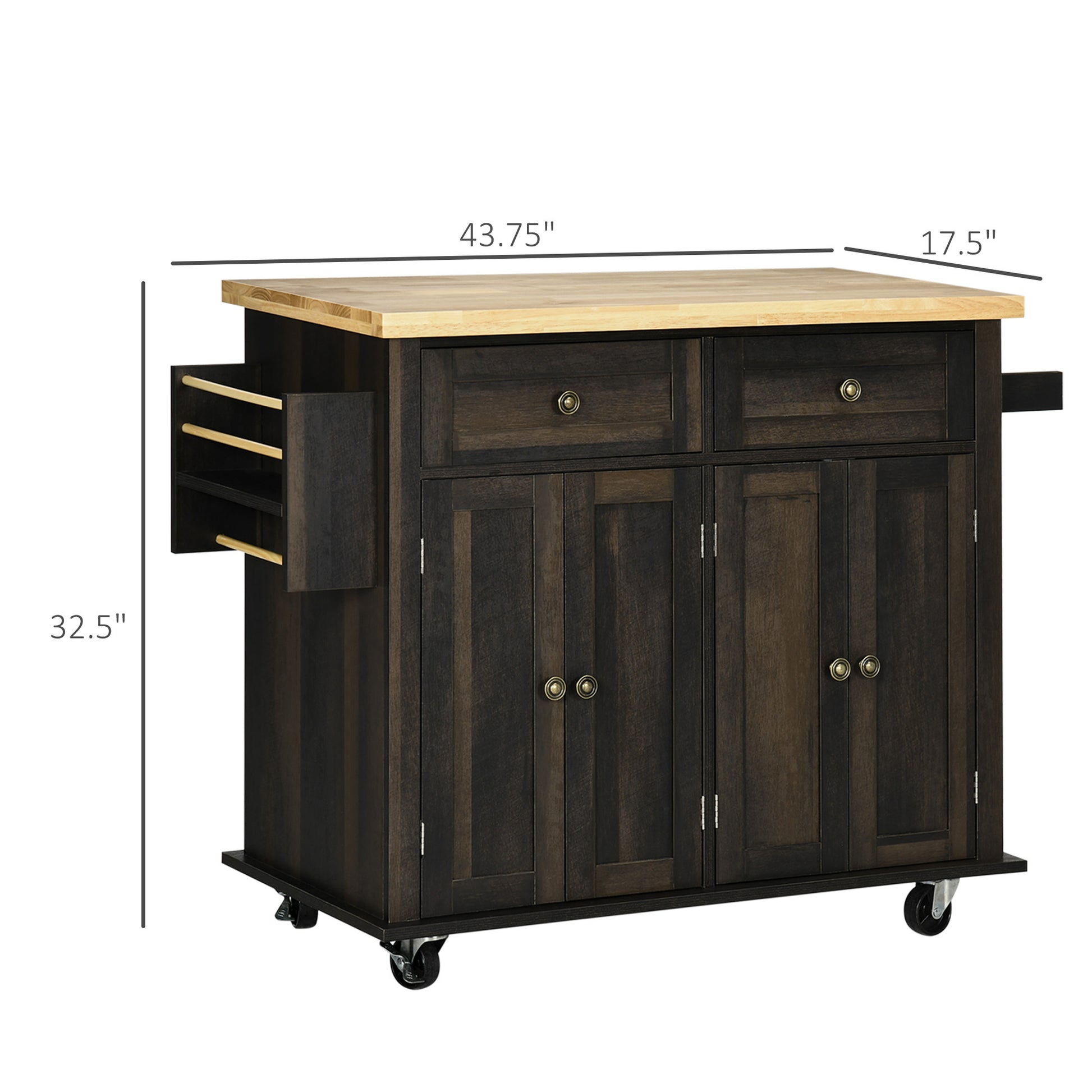 Homcom Modern Rolling Kitchen Island Cart with