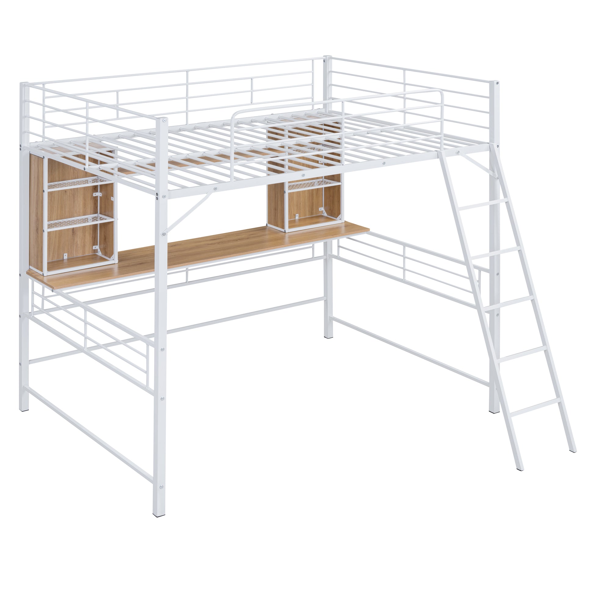 Full Size Loft Bed With Desk And Shelf, Loft Bed