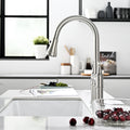 3 Hole Brushed Nickel Bridge Kitchen Faucet With