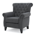 Mirod Comfy Accent Chair with Tufted Backrest, Bedroom dark gray-fabric