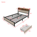 Metal Queen Size Platform Bed With 4 Drawers -