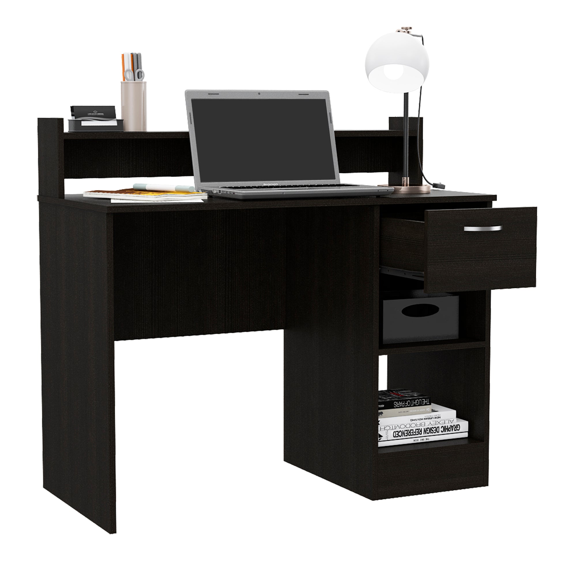 Manaos Writing Computer Deskmultiple Shelves, One