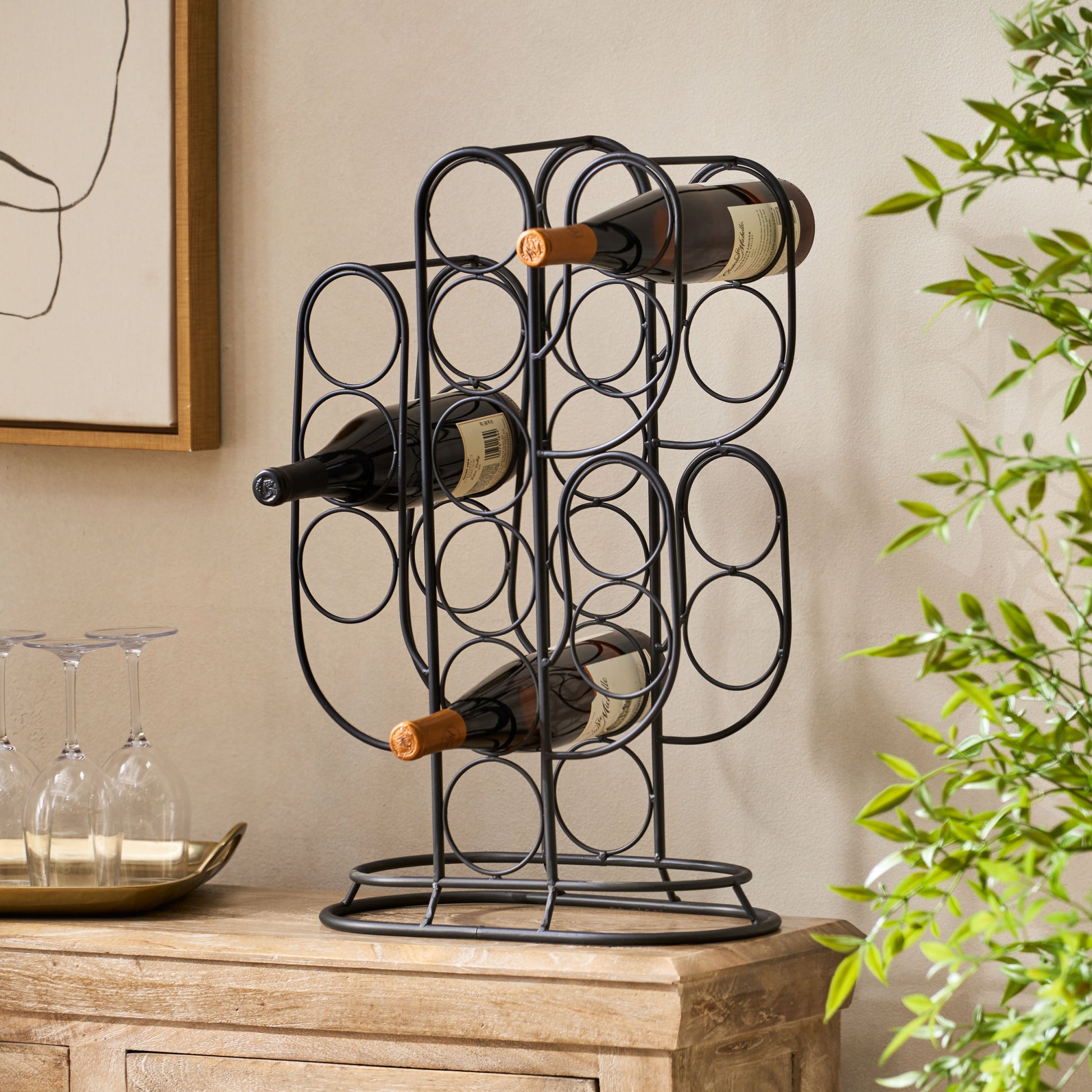 WINE RACK black-metal+mesh