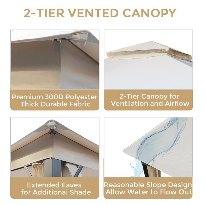 10*10Ft Soft Top Canopy Patio, Outdoor Double