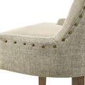 Beige And Salvaged Oak Tufted Back Parson Chairs