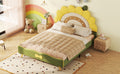 Full Size Upholstered Platform Bed With Sunflower