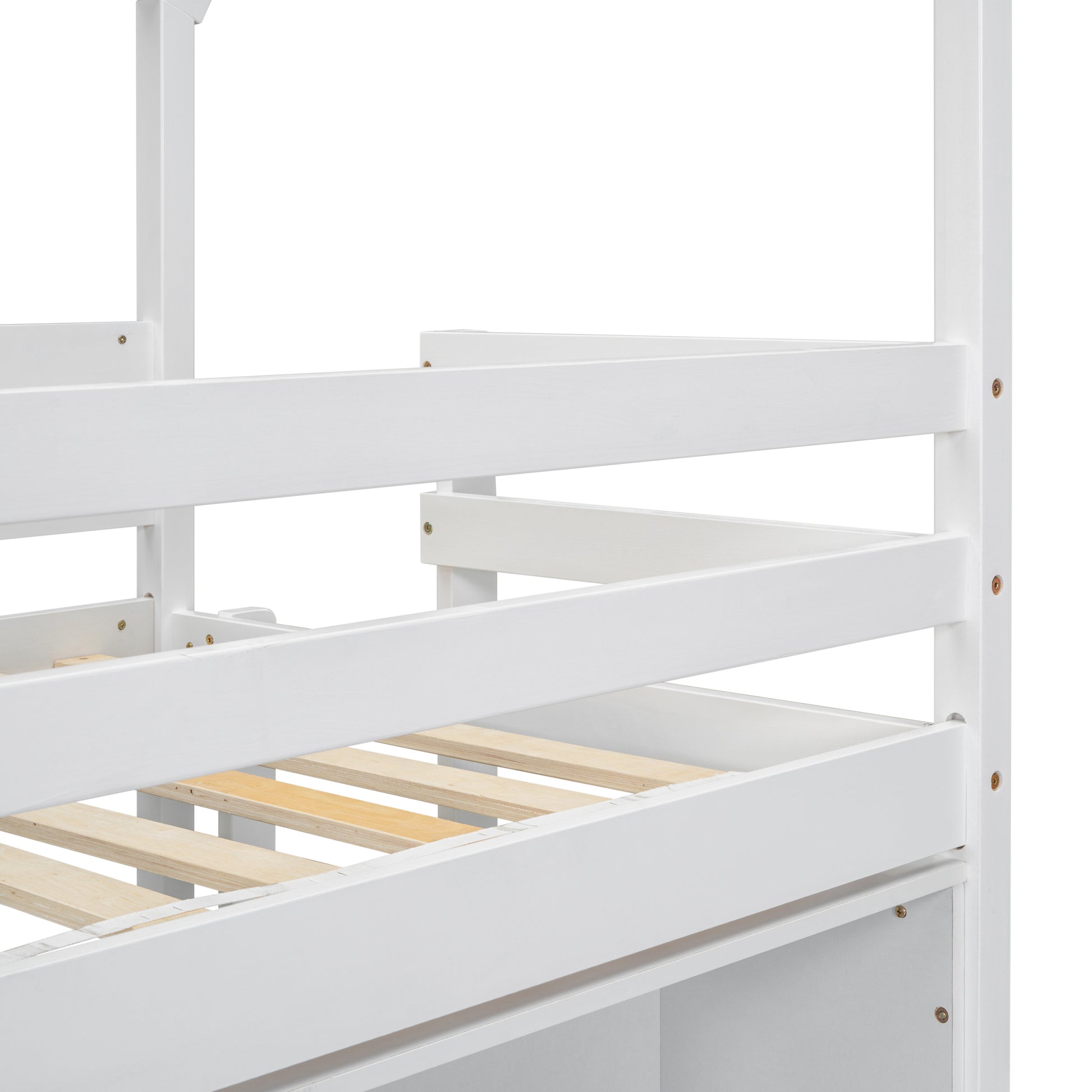 Twin House Loft Bed With Roof Frame, Under Bed -