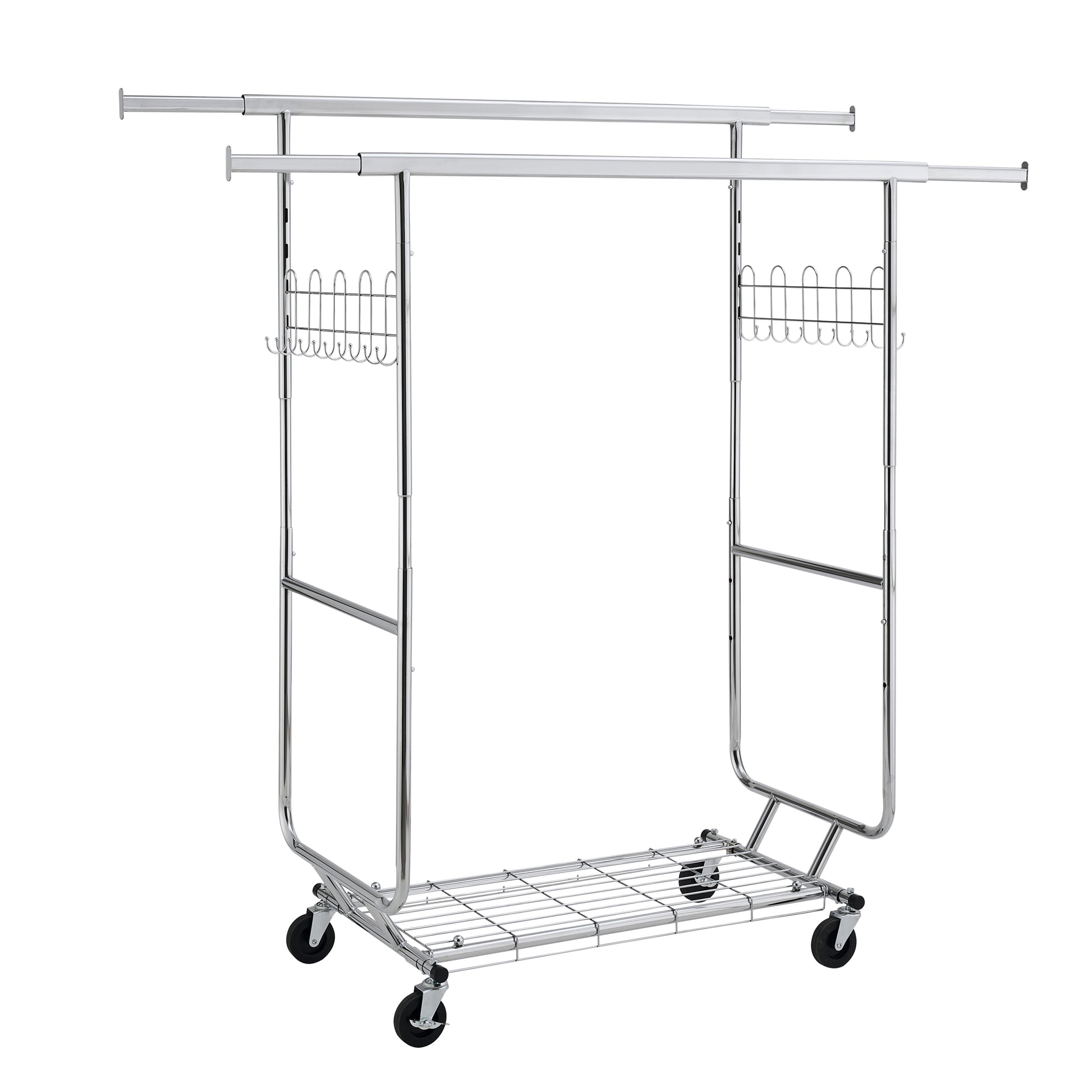 Double Clothing Garment Rack With Shelves