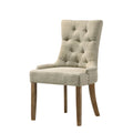 Beige And Salvaged Oak Tufted Back Parson Chairs