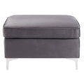 Grey Rectangle Ottoman - Grey Velvet Wood Primary