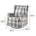 Grey And White Rolled Arm Swivel Chair With
