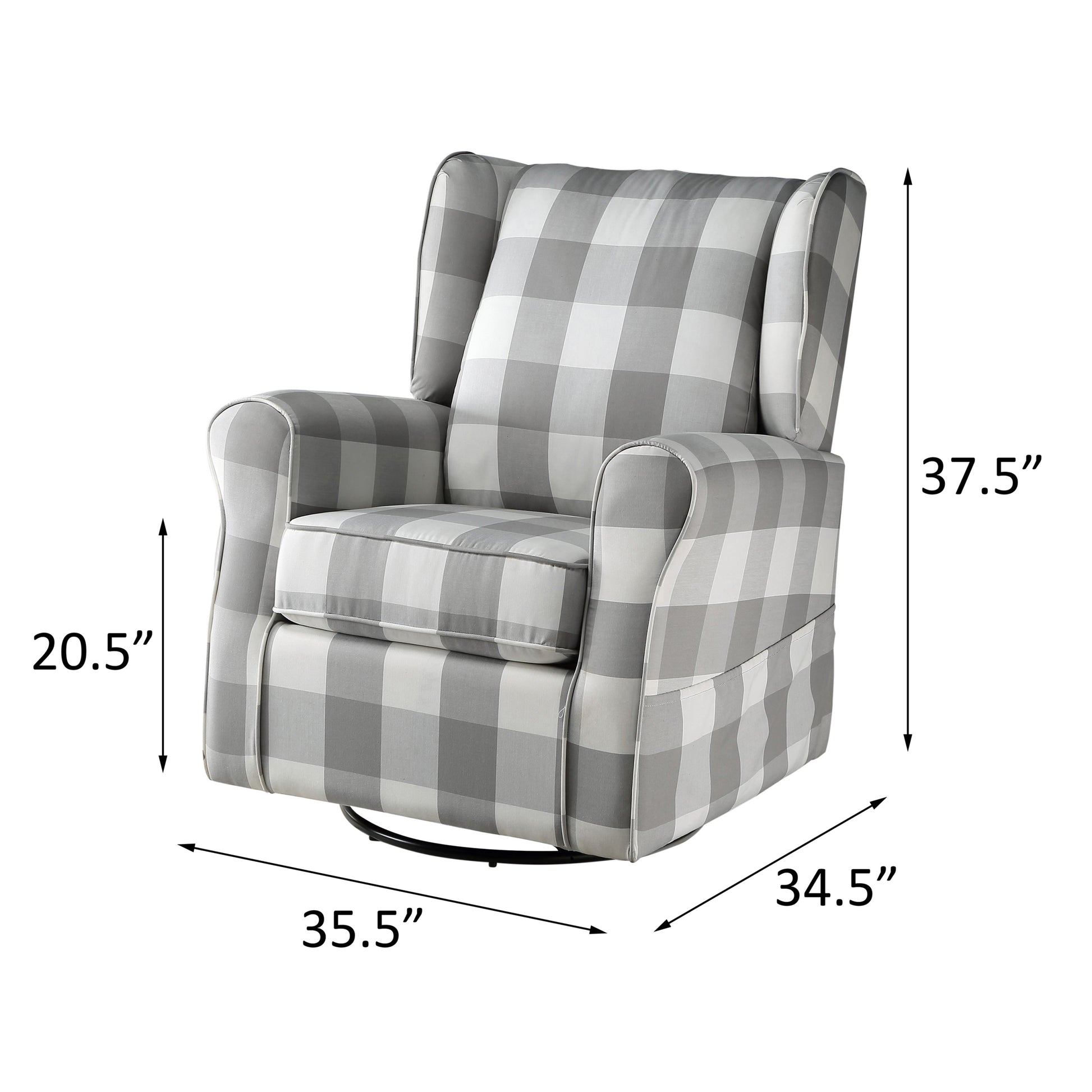 Grey And White Rolled Arm Swivel Chair With