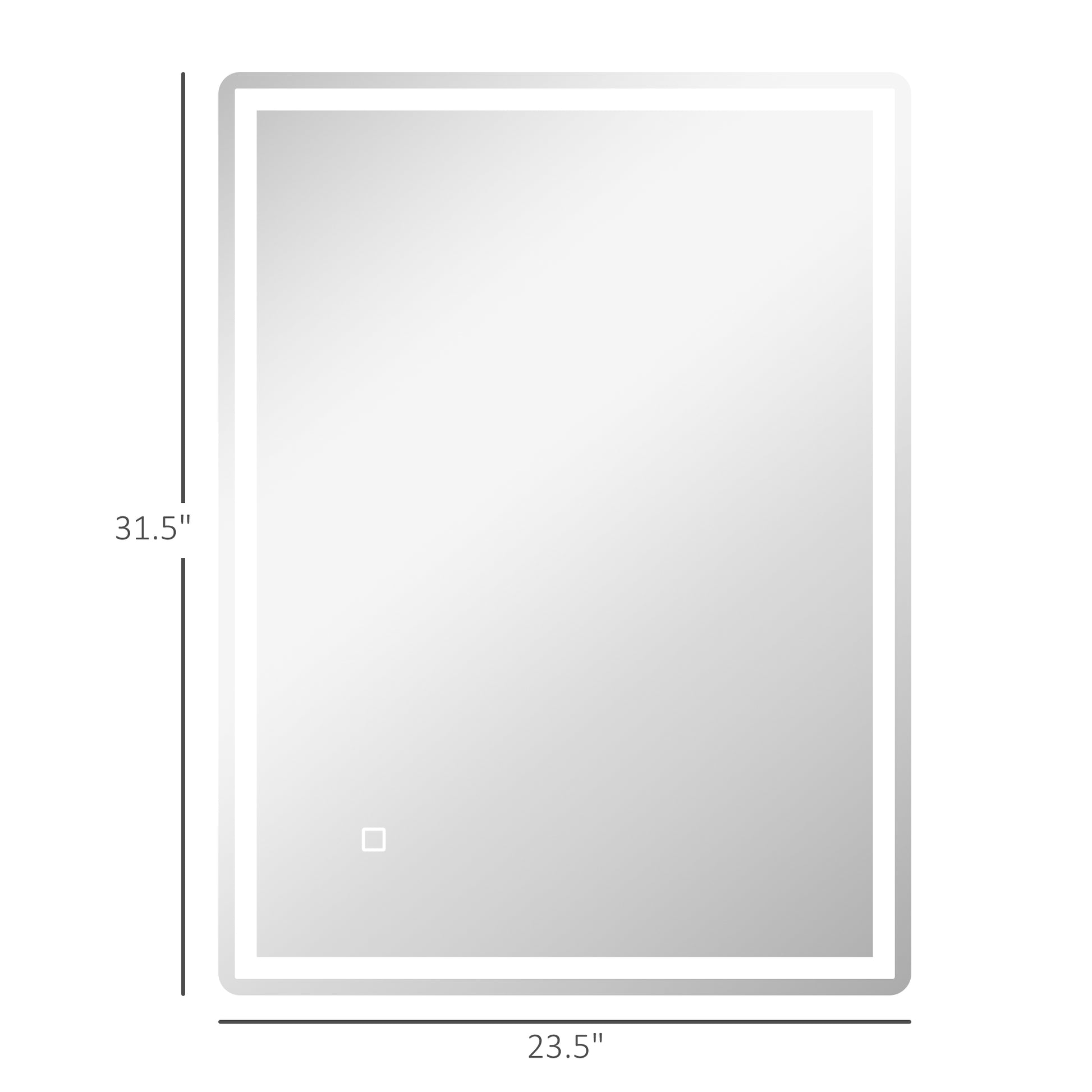 HOMCOM 32" x 24" Dimmable Bathroom Mirror with Lights silver-tempered glass