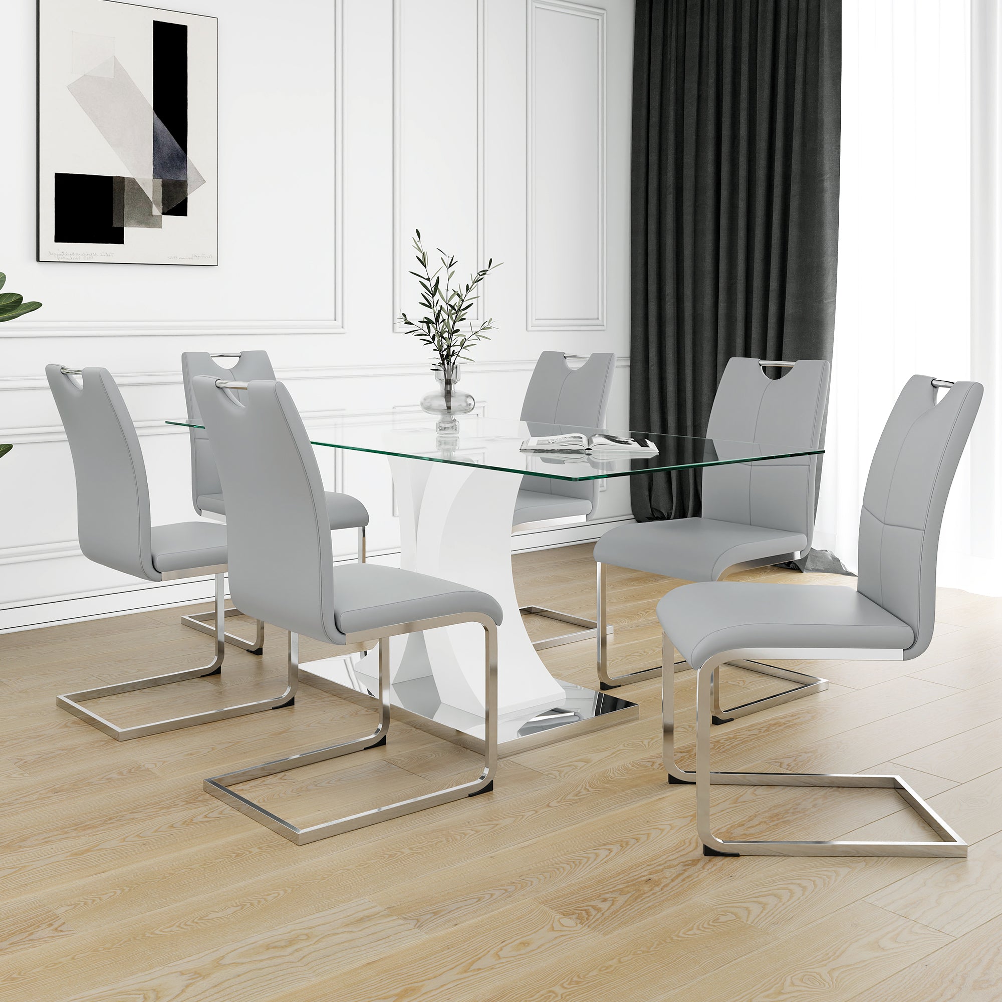 Modern Style Glass Dining Table, Elegant