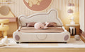 Queen Size Velvet Platform Bed With Bear Shaped -