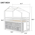 Twin House Loft Bed With Roof Frame, Under Bed -